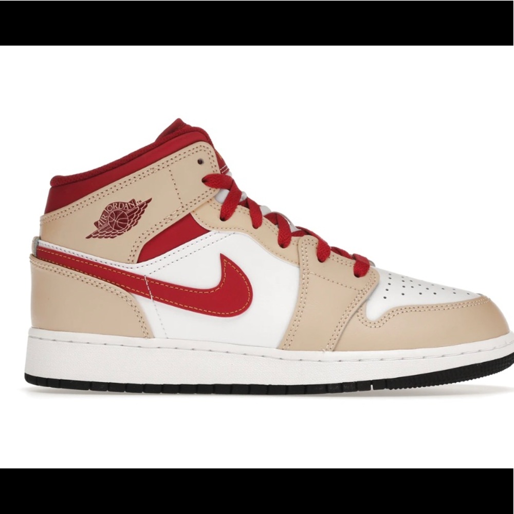 Jordan 1 mid Beige Red Grade school size